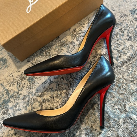 Christian Louboutin Paris Apostrophy Pump 100 Napa Shiny size 38 Black - Picture 4 of 6